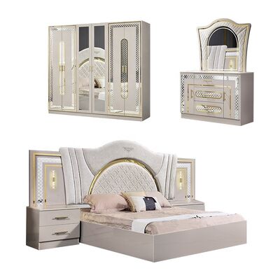 Chambre a Coucher ครบครัน ไฟฟ้าสองที่ ห้องนอน เซ็ต king size ห้องนอน Suite กรอบไม้ โมเดิร์น เฟอร์นิเจอร์ห้องนอนหรู