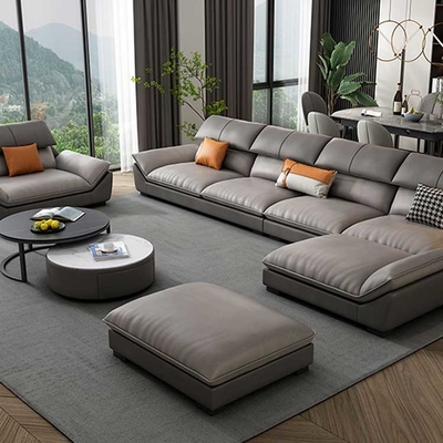 Wood Pannel MDF Sectional Couch ชุดโซฟาหนังที่ทันสมัย ​​330*175*95cm