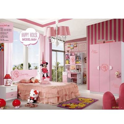 Cabrini Pink White ชุดห้องนอนเด็ก Princess Kids Furniture 5pcs