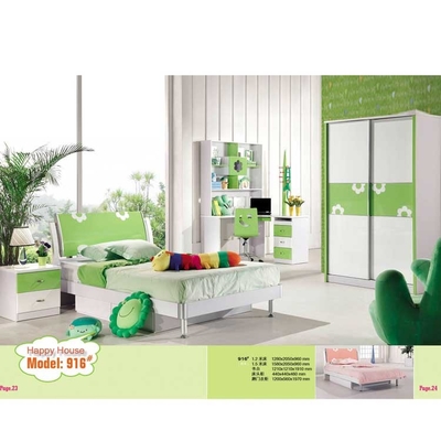 ชุดห้องนอนเด็ก OEM PU ชุดเฟอร์นิเจอร์สีเขียวสีขาว Cappellini