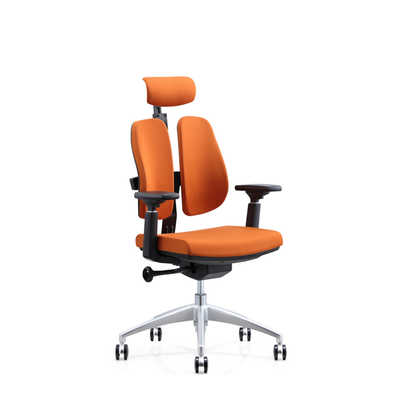 ที่วางเท้าอานหนังเก้าอี้ตามหลักสรีรศาสตร์หมุนฐานอลูมิเนียมอัลลอยด์ 3D Design Back