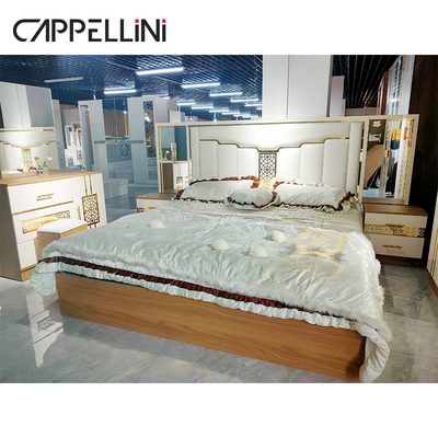 Luxury Modern King Size เตียงคู่ขนาดคิงไซส์ วัสดุไม้ MDF หนัง PU