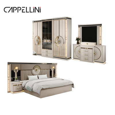 โมเดิร์น ลักชัวร์ไม้ King Size เตียงหนัง เซต Double Master Room Home Queen เตียงนอนไม้ Mdf เตียงนอน