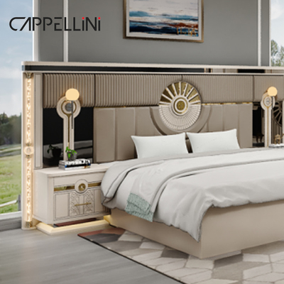 โมเดิร์น ลักชัวร์ไม้ King Size เตียงหนัง เซต Double Master Room Home Queen เตียงนอนไม้ Mdf เตียงนอน