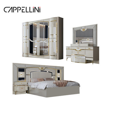 คุณภาพดี โมเดิร์น เตียงเตียงกษัตริย์หนังคู่ Mdf Frame Luxury Full Queen Size บ้านไม้ เตียงนอนครบครัน