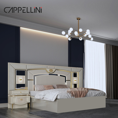 คุณภาพดี โมเดิร์น เตียงเตียงกษัตริย์หนังคู่ Mdf Frame Luxury Full Queen Size บ้านไม้ เตียงนอนครบครัน
