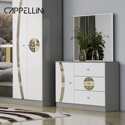 แบบเรียบง่าย โมเดิร์น ดับเบิ้ล คิงไซส์ ห้องนอนหนัง ห้องพักบ้านหรูหรา Queen Wooden Mdf ชุดเฟอร์นิเจอร์ห้องนอนเต็ม