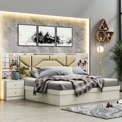 ดีไซน์ใหม่ Wholesale ห้องเตียงคู่ไม้ เซตห้องพักหรูหรา บ้านไม้กรอบราคาถูก King Size เฟอร์นิเจอร์โมเดิร์น