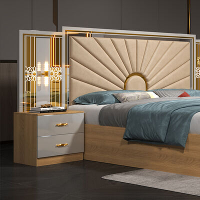 China Wholesale Cheap Wooden MDF king Size Bed Set 5 Pieces Double Room Modern Luxury Wood Frame Bedroom Sets Furniture