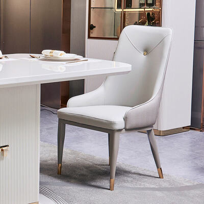 ชุดโต๊ะทานอาหารและเก้าอี้ไม้หรูหราทันสมัยสำหรับ 6 ที่นั่ง เฟอร์นิเจอร์สีขาว ชุดห้องอาหารไม้ครบชุด