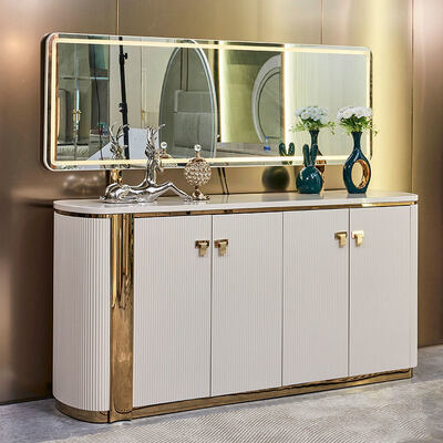 ชุดโต๊ะทานอาหารและเก้าอี้ไม้หรูหราทันสมัยสำหรับ 6 ที่นั่ง เฟอร์นิเจอร์สีขาว ชุดห้องอาหารไม้ครบชุด