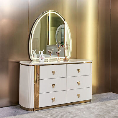 ชุดห้องนอนเตียงคิงไซส์หนังหรูหราไม้ ชุดห้องนอนผู้ใหญ่สองคน กรอบไม้ ชุดเฟอร์นิเจอร์ห้องนอนทันสมัยหรูหราครบชุด