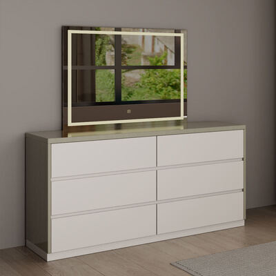 เซตห้องนอนไม้หรูหราโมเดิร์น เฟอร์นิเจอร์พร้อมที่เก็บของ หัวเตียงสว่างและการประกอบง่ายสําหรับบ้าน อพาร์ทเมนต์โรงแรม