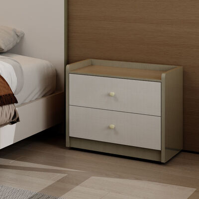 เซตห้องนอนไม้หรูหราโมเดิร์น เฟอร์นิเจอร์พร้อมที่เก็บของ หัวเตียงสว่างและการประกอบง่ายสําหรับบ้าน อพาร์ทเมนต์โรงแรม