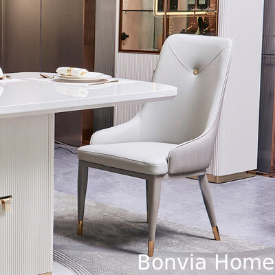 ชุดโต๊ะทานอาหารหรูหราสไตล์โมเดิร์นไม้สีขาว 6 ที่นั่ง เฟอร์นิเจอร์ครบชุด โต๊ะทานอาหารไม้ขนาดใหญ่พร้อมเก้าอี้