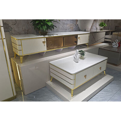 คุณภาพสูง ฐานทีวีไม้สีขาวสหรัฐ ใส่ของในบ้าน เฟอร์นิเจอร์โรงแรม โมเดิร์น MDF มหรูหรา ห้องนั่งเล่น ตู้ทีวี