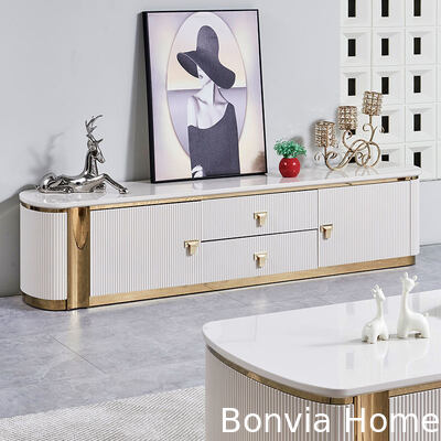 โทรทัศน์และตารางกาแฟไม้โมเดิร์นหรู โฟนเฟอร์นิเจอร์ ที่เก็บของขนาดใหญ่ บ้านกลางสีขาว ห้องนั่งเล่นไม้ โต๊ะกาแฟ