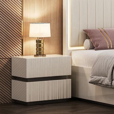 โมเดิร์นหรูหราKingขนาดชุดห้องนอนเตียงคู่LED HeadboardโรงแรมHome Master Roomไม้ชุดเฟอร์นิเจอร์ห้องนอน