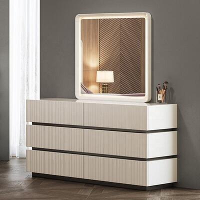 โมเดิร์นหรูหราKingขนาดชุดห้องนอนเตียงคู่LED HeadboardโรงแรมHome Master Roomไม้ชุดเฟอร์นิเจอร์ห้องนอน
