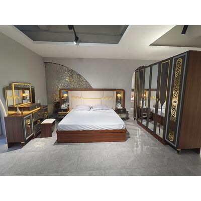 โฟชาน Wholesale Luxury Complete Bedroom Sets 5 ชิ้น ขนาด king Bed Suite กรอบไม้ Turkish Modern Bedroom Furniture Set