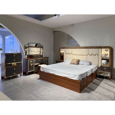 โฟชาน Wholesale Luxury Complete Bedroom Sets 5 ชิ้น ขนาด king Bed Suite กรอบไม้ Turkish Modern Bedroom Furniture Set