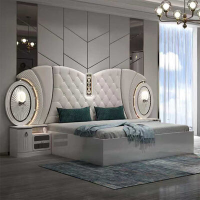 ราคาปลีก เฟอร์นิเจอร์ห้องนอนโมเดิร์นหรูหรา เซ็ต king Size Bed Frame Master Room เซตห้องนอนเทิร์กครบครัน พร้อมไฟ LED