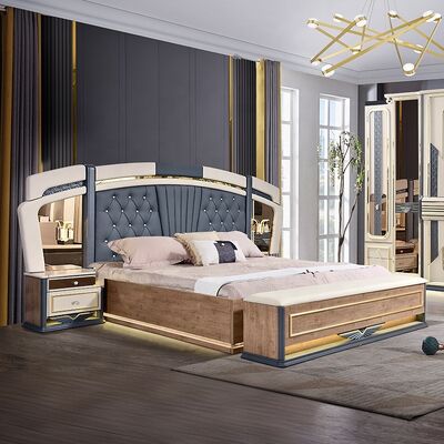 Chambre a Coucher Complete De Luxe Bedroom Sets King Size เตียงนอน ห้องพัก ห้องเตียงสองชั้น โครงสร้างไม้แบบทันสมัย เตียงนอนหรูหรา