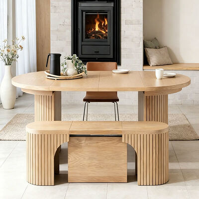 Nordic Modern Extendable Dining Table Foldable Top Wooden Dining Room Furniture Minimalist Solid Wood Folding Dining Table Set