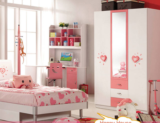 Cappellini ชุดห้องนอนเด็ก Pink Kids Bedroom Furniture 836