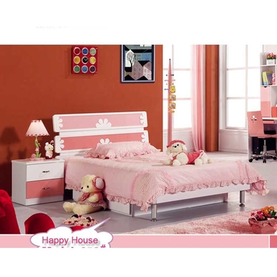 เตียงไม้เนื้อแข็ง MDF PU พร้อมลิ้นชัก 1280 * 2050 * 960mm Kids Home Furniture