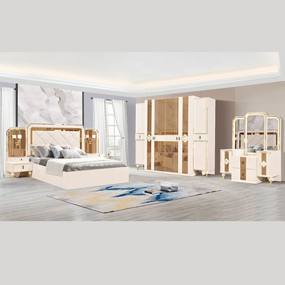 ห้องนอน MDF Board Glass Villa ชุดเฟอร์นิเจอร์พร้อมพนักพิงขนาดใหญ่