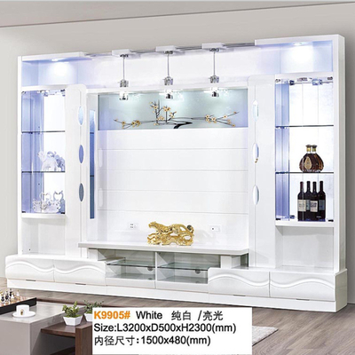 ห้องนั่งเล่นโมเดิร์นทีวียืน Bunnings ประตู Bifold ชั้นวางหนังสือ MDF Board French TV Cabinet