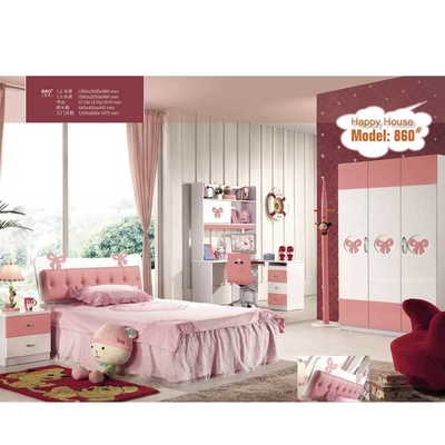 วิลล่าไม้เนื้อแข็งสีชมพูห้องนอนเด็กเฟอร์นิเจอร์ OEM ODM